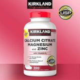  NK - Viên uống bổ sung Kirkland Calcium Citrate Magnesium And Zinc 500 viên 