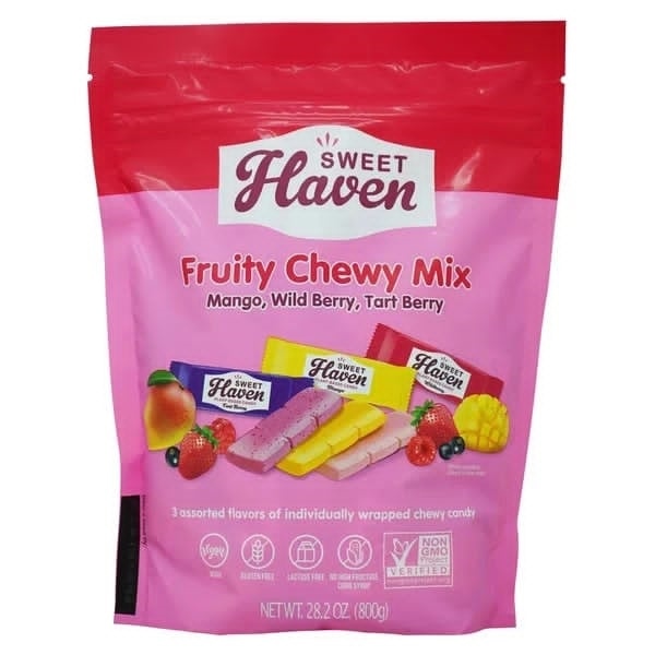  Kẹo dẻo trái cây 3 vị xoài - mâm xôi - quả mọng Sweet Haven Fruity Chewy Mix Candy Mango - Wild Berry - Tart Berry 28.2Oz 800g 