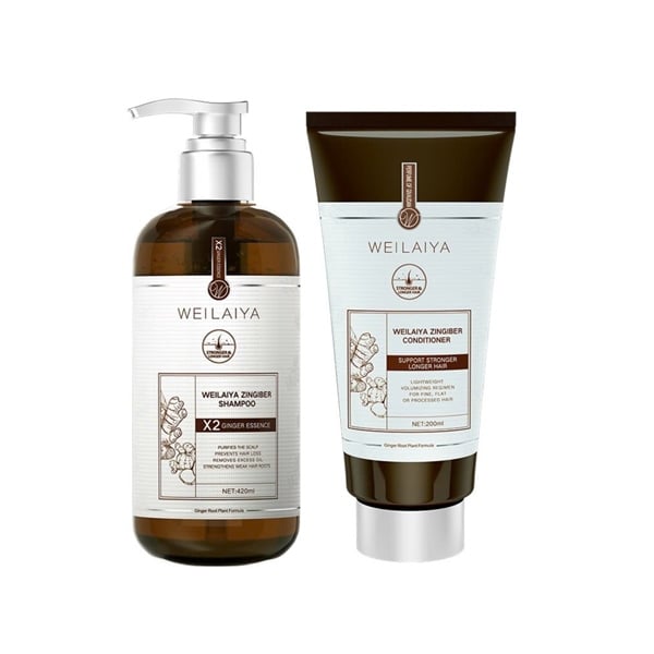  NK - Set dầu gội và dầu xả gừng thảo mộc Weilaiya Zingiber 420ml + 200ml 