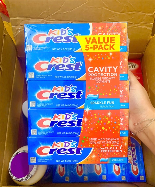 Set 5 Kem đánh răng cho bé Crest Kid's Cavity Protection Toothpaste Sparkle Fun Flavor 4.6Oz 130g