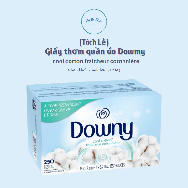  Giấy thơm quần áo Downy Cool Cotton Fabric Softener Dryer Sheets 20 tờ 