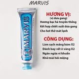  NK - Kem đánh răng làm sạch mảng bám và khử mùi hôi miệng hương biển và vị bạc hà châu âu Marvis Aquatic Mint 4.5Oz 85ml 