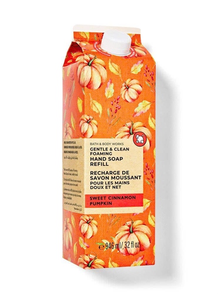  NK - Nước rửa tay dạng bọt BBW Gentle & Clean Foaming Hand Soap Sweet Cinnamon Pumpkin 32Oz 946ml 