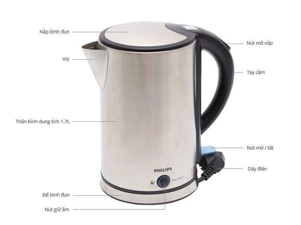 Ấm siêu tốc nhựa Philips HD9318/03 1.7L