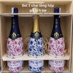 Thùng gỗ 3 chai vang Sủi Đẳng Cấp Số 1 Thế Giớ Sparkling Pol Remy Ice