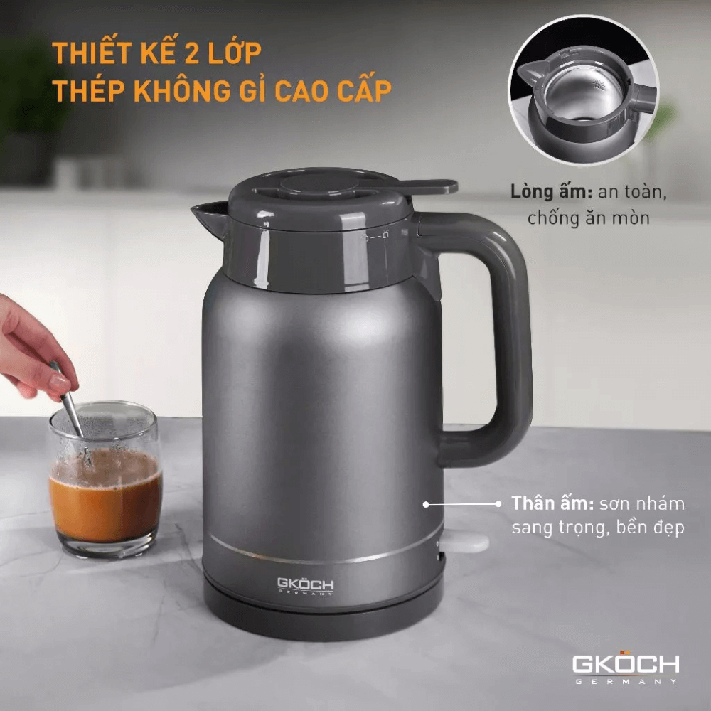 Ấm đun nước giữ nhiệt GKÖCH 1.5L HB-K193A