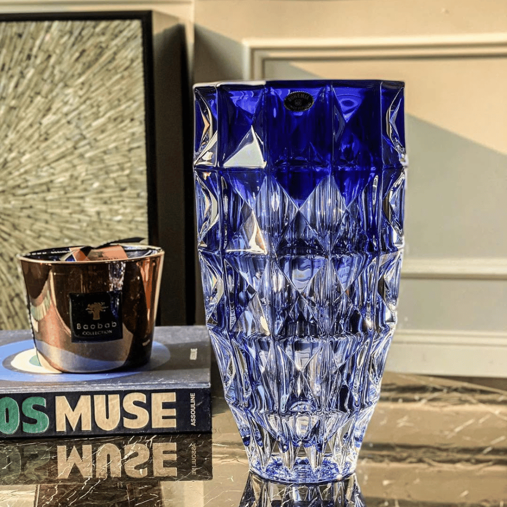 Bình hoa pha lê Crystal Bohemia Diamond 25, 28, 33 cm nhiều màu