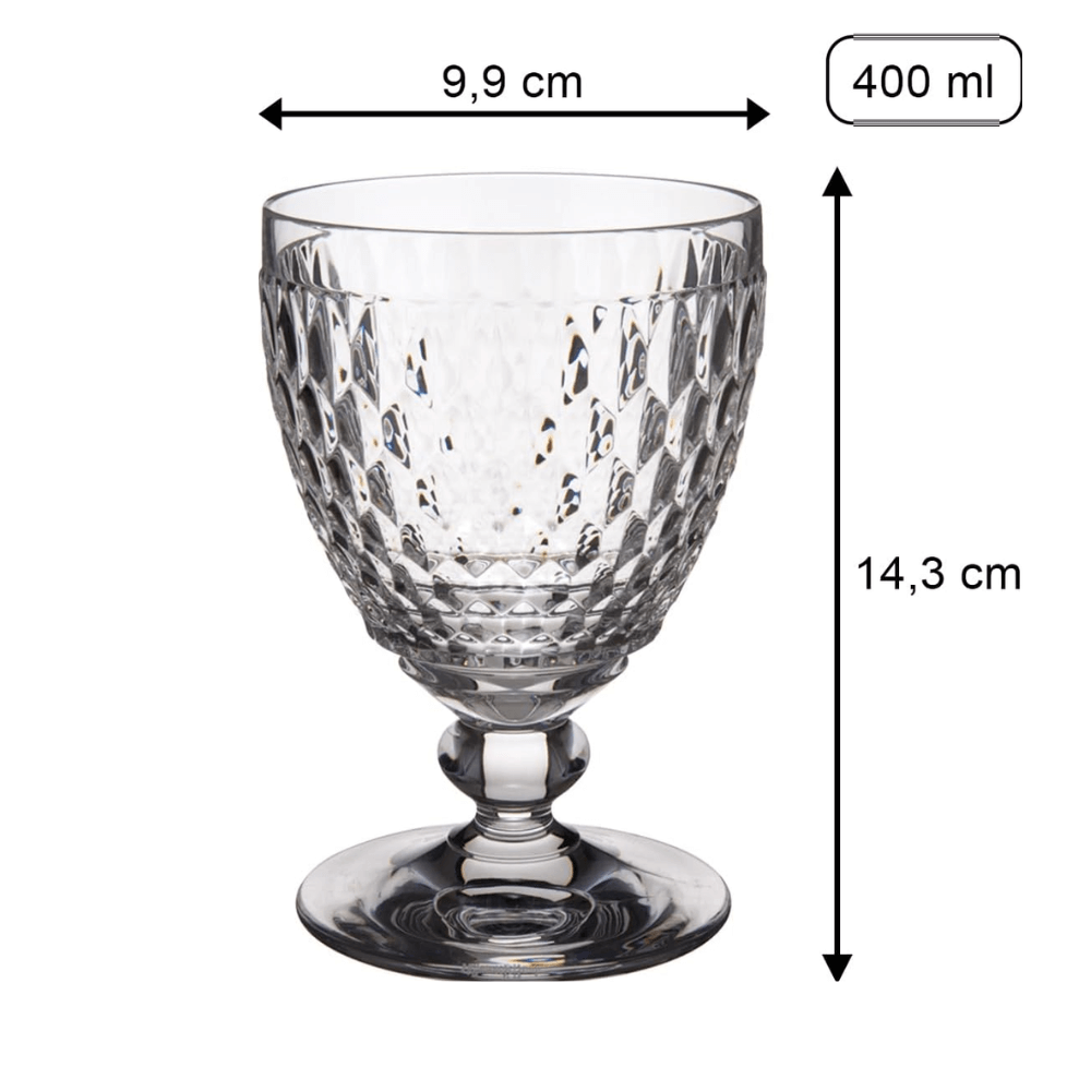 Set 4 ly pha lê VILLEROY BOCH Boston 400ml, nhiều màu