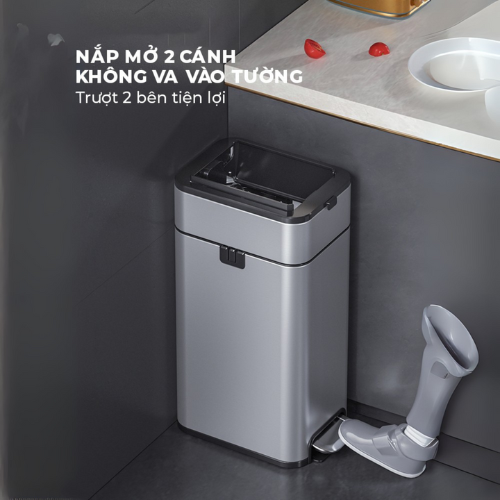 Thùng rác ELPHECO đạp chân mở hai cánh 20L/25L/30L nhiều màu, có thùng chứa rác rời bên trong