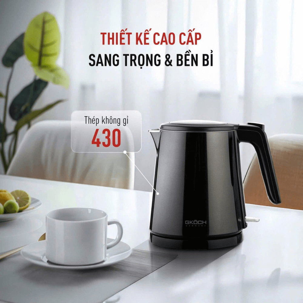 Ấm siêu tốc GKÖCH 1000W 1L HB-K0680 màu đen