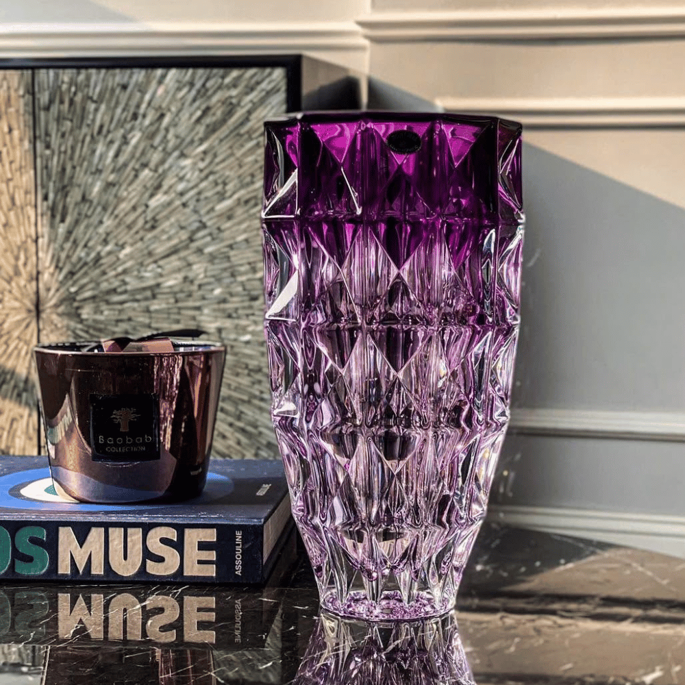 Bình hoa pha lê Crystal Bohemia Diamond 25, 28, 33 cm nhiều màu