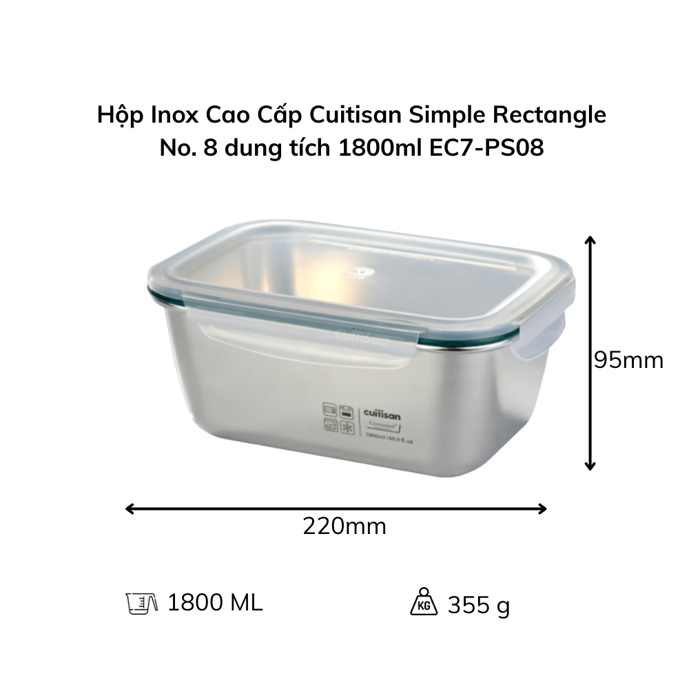 Hộp Inox Cao Cấp Cuitisan Simple nhiều dung tích