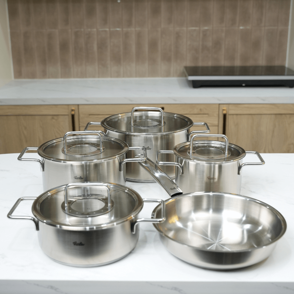 Bộ nồi Fissler Pure Collection 5 món vung kính kèm chảo made in Germany