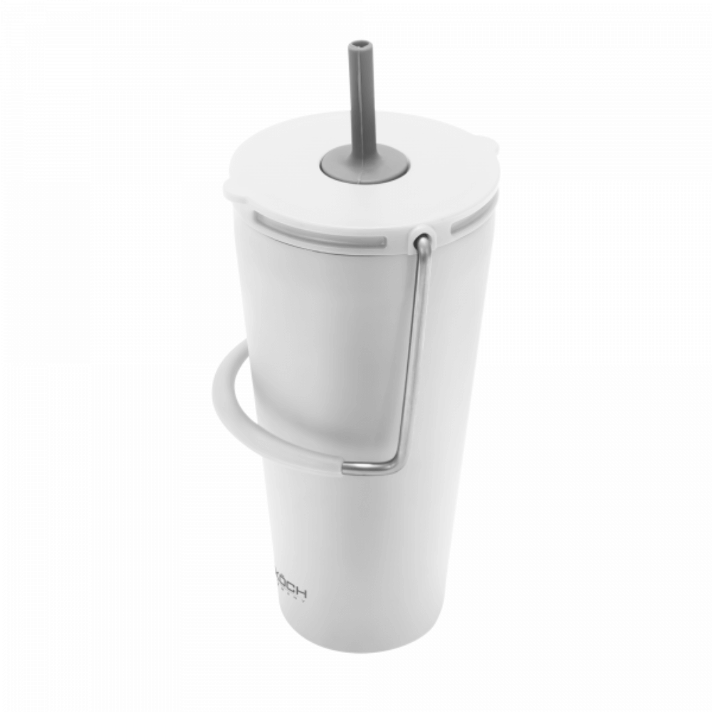 Cốc giữ nhiệt có ống hút đi kèm GKÖCH dung tích 600ml màu trắng