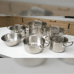 Bộ nồi Fissler Profi set 6 món kèm xửng hấp và chảo sâu lòng