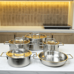 Bộ nồi Fissler Pure Collection 5 món vung kính kèm chảo made in Germany