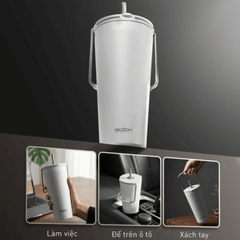 Cốc giữ nhiệt có ống hút đi kèm GKÖCH dung tích 600ml màu trắng