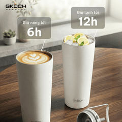 Cốc giữ nhiệt có ống hút đi kèm GKÖCH dung tích 600ml màu trắng