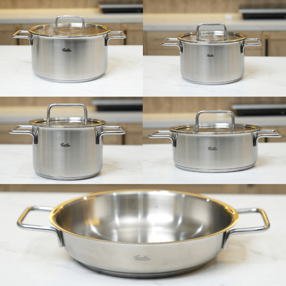 Bộ nồi Fissler Pure Collection 5 món vung kính kèm chảo made in Germany