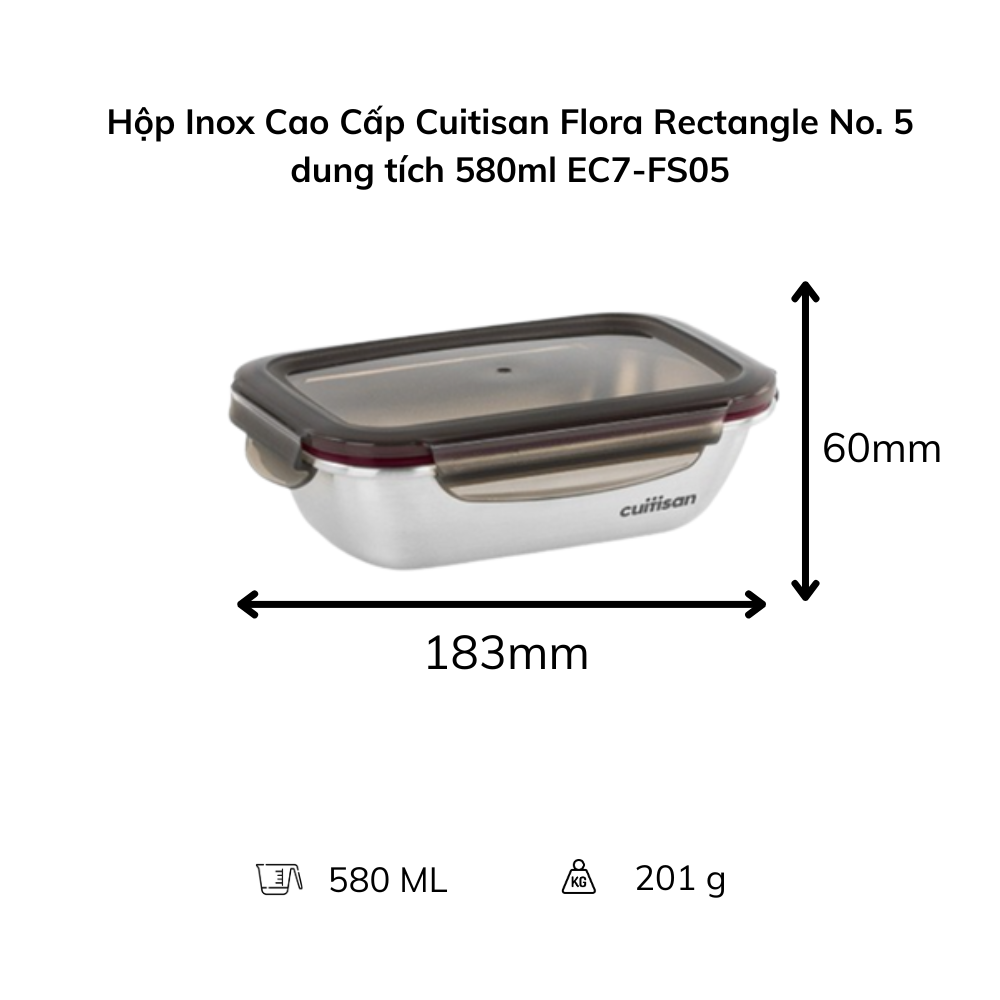 Hộp Inox Cao Cấp Cuitisan Flora nhiều dung tích