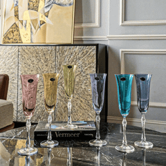 Set 6 ly champagne Parus thân màu 190ml Crystal Bohemia