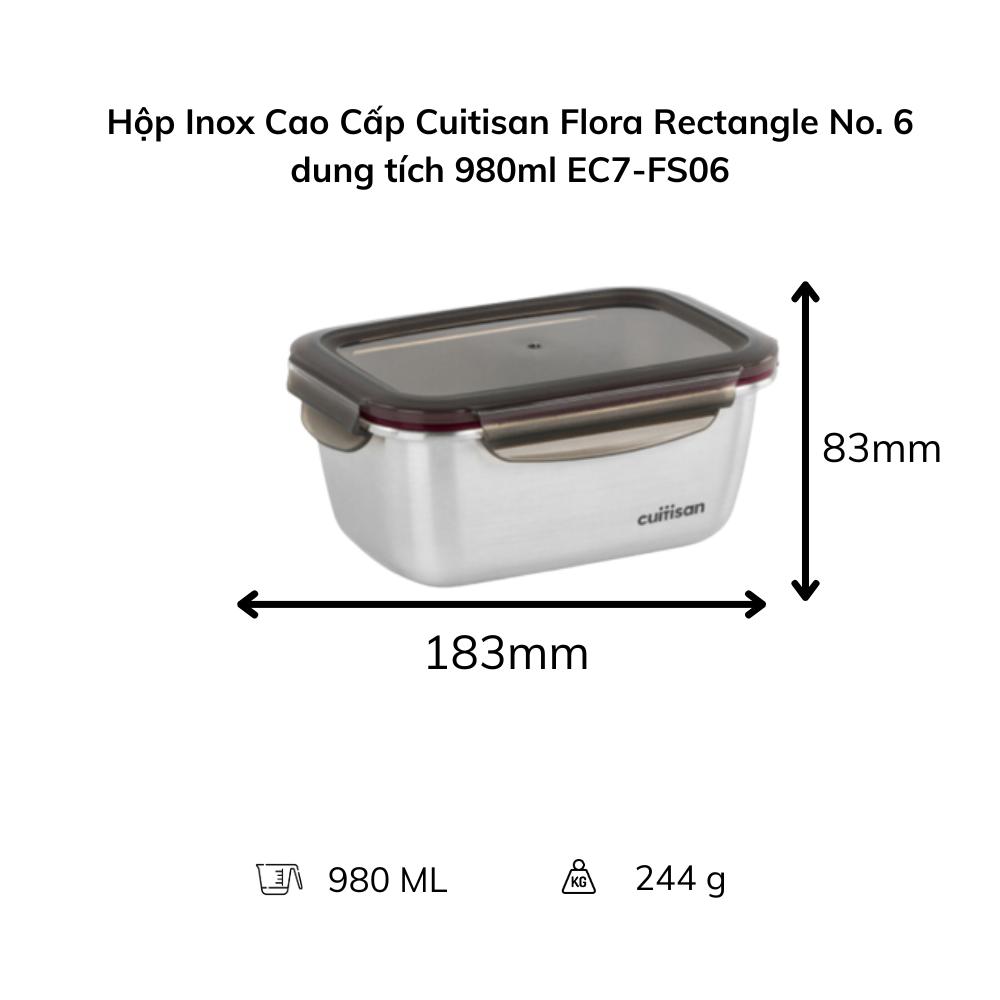 Hộp Inox Cao Cấp Cuitisan Flora nhiều dung tích