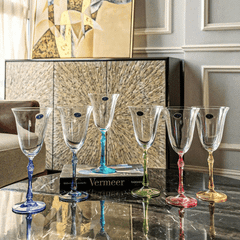Set 6 ly vang Parus chân màu 250ml Crystal Bohemia