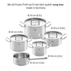Bộ nồi Fissler Profi set 5 món kèm quánh made in Germany