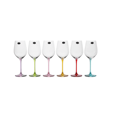 Set 6 ly vang Uria màu chân 480ml Crystal Bohemia