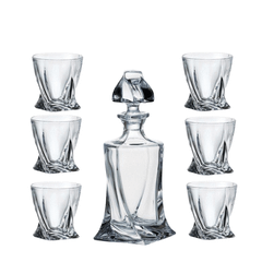 Bộ bình rượu 500ml và 6 cốc pha lê Bohemia Quadro 55ml