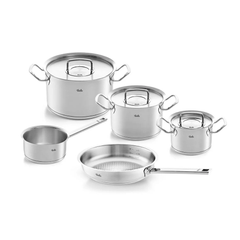 Bộ nồi Fissler Profi set 5 vung thép siêu cao cấp kèm quánh và chảo inox Profi 24/28 cm made in Germany