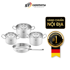 Bộ nồi Fissler Profi set 4 món vung kính kèm chảo Fissler Profi tổ ong size 24cm made in Germany