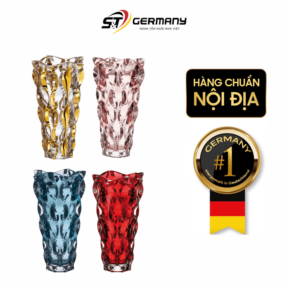 Bình hoa pha lê Bohemia Samba 30,5 cm nhiều màu