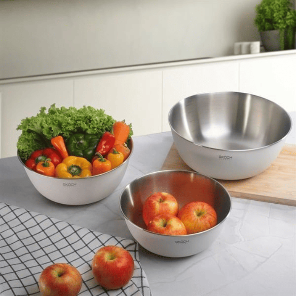 Bộ 3 âu inox phủ sơn kem lì 22-25-28cm GKÖCH MYTY0810