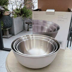 Bộ 3 âu inox phủ sơn kem lì 22-25-28cm GKÖCH MYTY0810