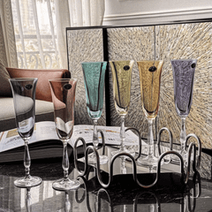 Set 6 ly champagne Fregata thân màu 190ml Crystal Bohemia