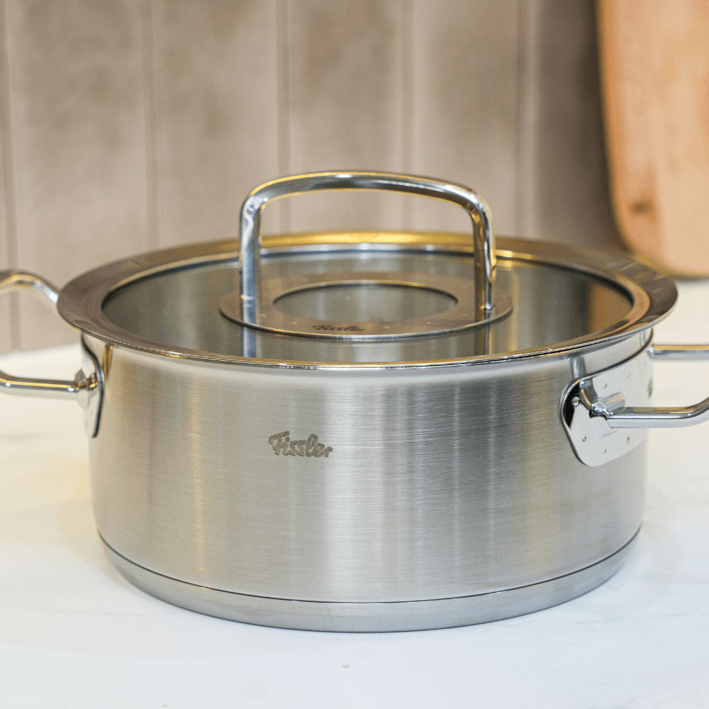 Bộ nồi Fissler Profi 6 món kèm quánh và chảo inox Profi 2 quai made in Germany