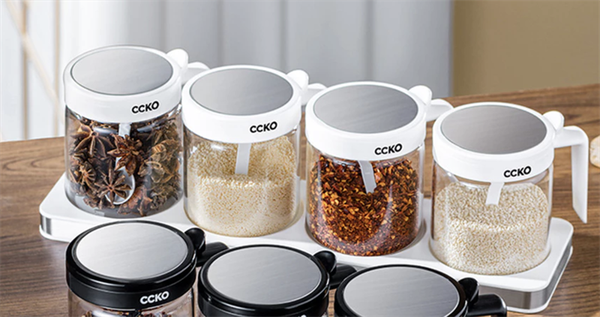 Set 4 lọ đựng gia vị thủy tinh cao cấp CCKO CK9984 màu trắng
