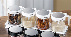 Set 4 lọ đựng gia vị thủy tinh cao cấp CCKO CK9984 màu trắng