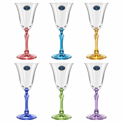 Set 6 ly vang Parus chân màu 250ml Crystal Bohemia