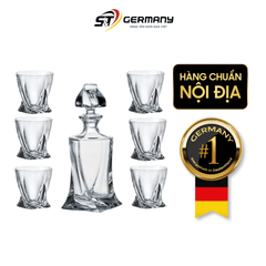 Bộ bình rượu 500ml và 6 cốc pha lê Bohemia Quadro 55ml