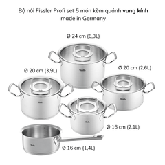Bộ nồi Fissler Profi set 5 món kèm quánh made in Germany