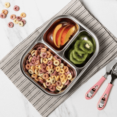 Khay ăn dặm 3 ngăn Inox 316 Cuitisan kháng khuẩn cao cấp nhiều màu
