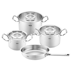 Bộ nồi Fissler Profi set 4 món vung kính kèm chảo Fissler Profi tổ ong 24/28cm made in Germany
