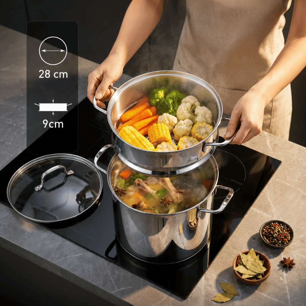 Nồi luộc gà GKÖCH kèm xửng hấp 28cm SAED002 12L