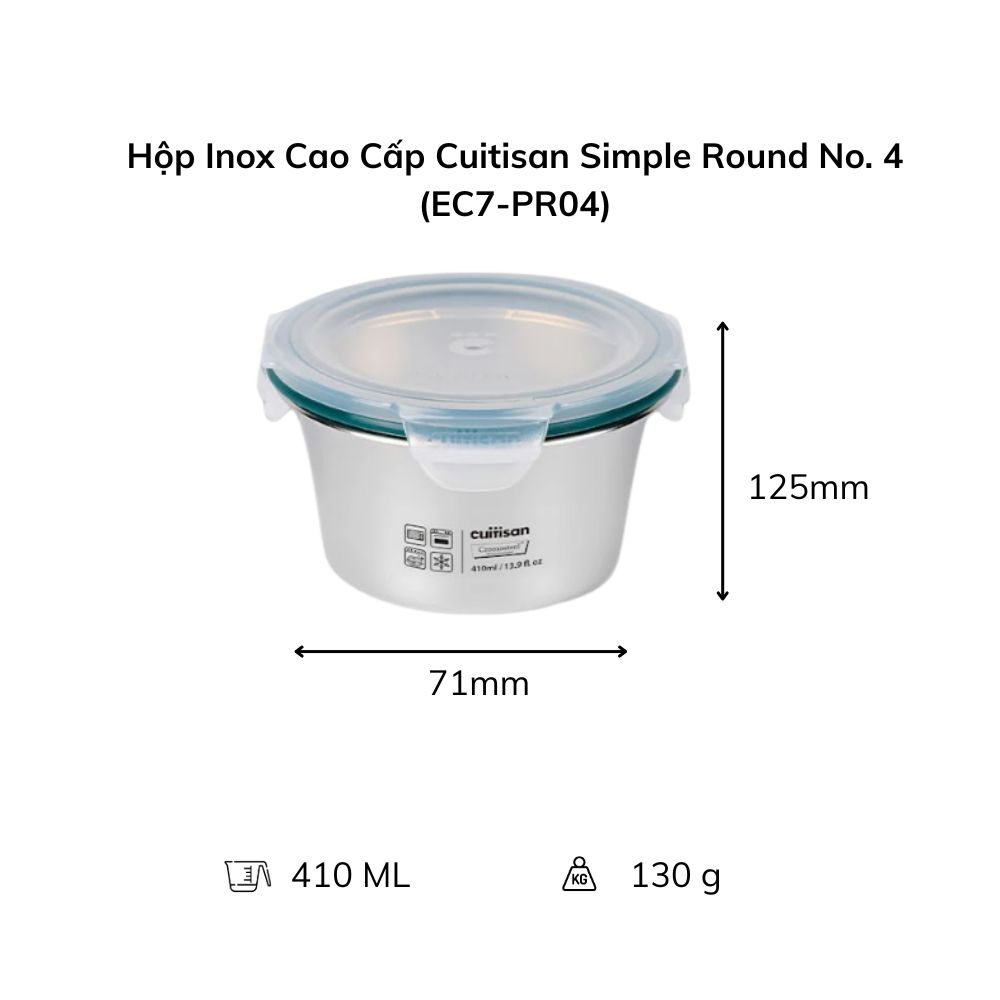 Hộp Inox Cao Cấp Cuitisan Simple nhiều dung tích