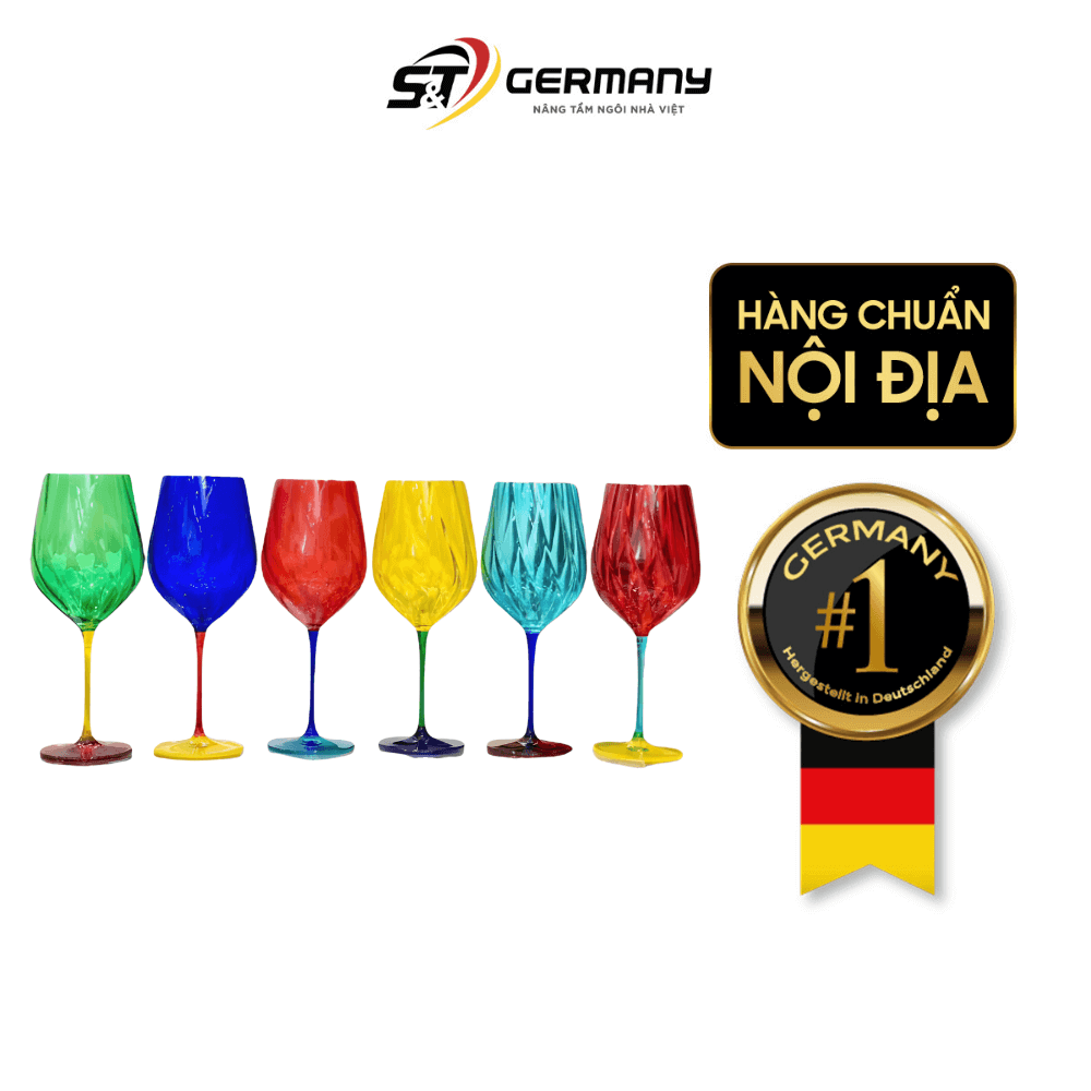 Set 6 ly vang Uria màu 600ml Crystal Bohemia