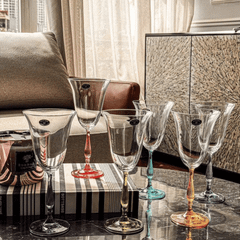 Set 6 ly vang đỏ Fregata chân màu 250ml Crystal Bohemia
