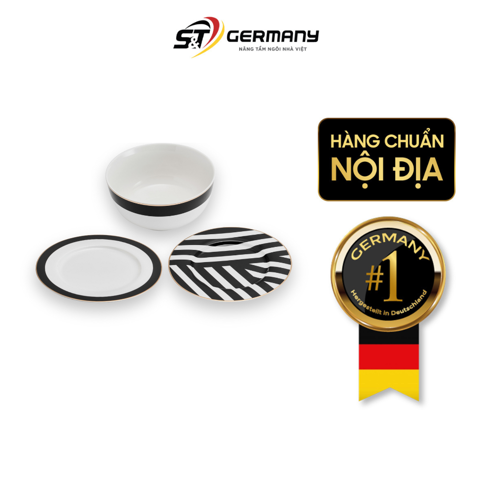 Đồ dùng bàn ăn Mikasa Luxe Deco nhiều món, chất liệu sứ xương