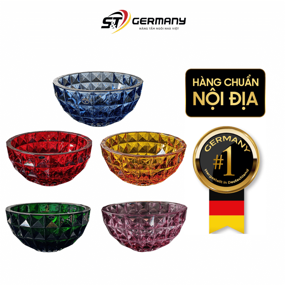 Tô pha lê Crystal Bohemia Diamond 28, 33 cm nhiều màu